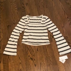 Knit crop top with bell sleeves